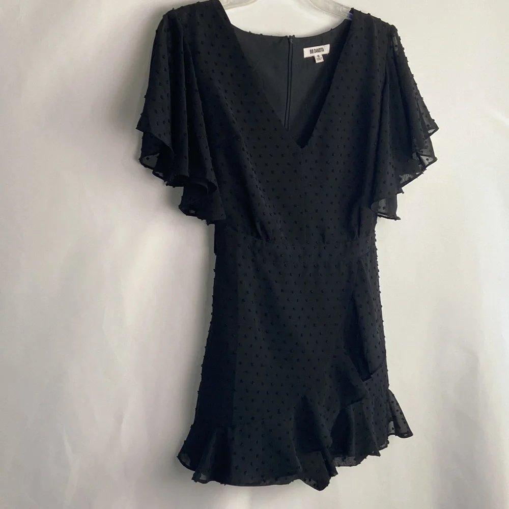 BB Dakota Black Ruffle Trim Belted Mini w/ Shorts Dress - Picture 10 of 16